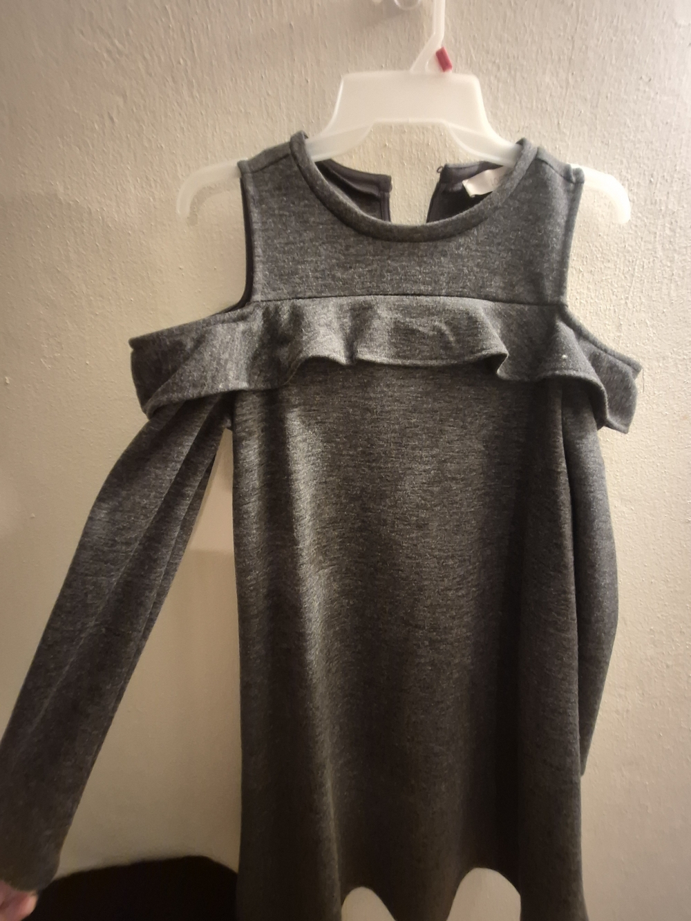 LOFT Girls' Gray Cold-Shoulder Ruffle Dress